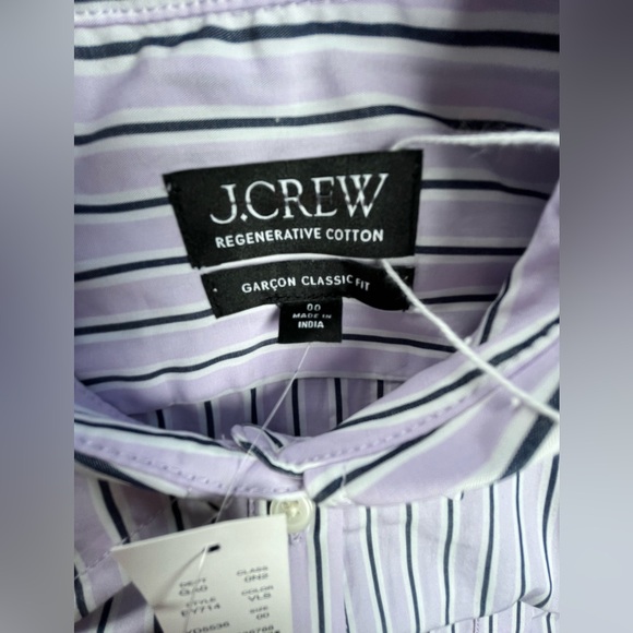 J.Crew Size 00 Garçon classic shirt in striped cotton poplin In Vintage Lilac - Picture 12 of 13